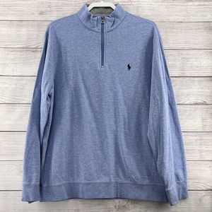 Polo Ralph Lauren Light Blue Long Sleeve Track 1/4 Zip Up Jacket Sweatshirt XL‎